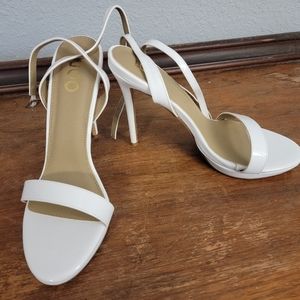 White Patent Ankle Strap Heels by Ego Size 10